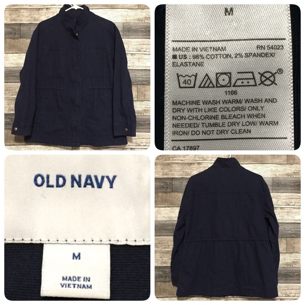 Old Navy Military Jacket Women’s M Navy Blue Full Zip Snap Button.
